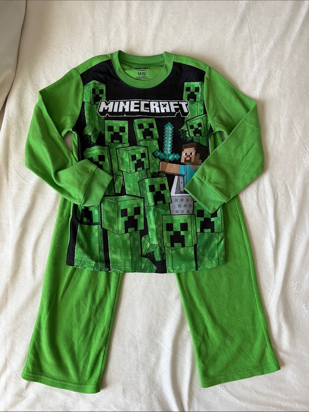 Minecraft Kids Green Creeper Pajama Set